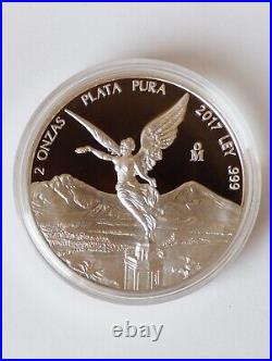 2017 2 oz Mexico Libertad. 999 Silver Proof Coin perfect