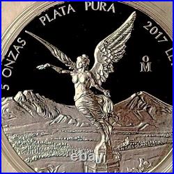 2017 Libertad 5 oz PROOF Mexican Silver Gem Coin Low Mintage withdisplay easel