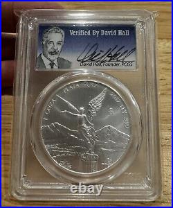 2017-MO PCGS MS70 1 ONZA. 999 SILVER LIBERTAD FIRST STRIKE Signed By David Hall