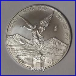 2017 Mexico Libertad 1 Oz Mounted In 2 Oz Fine Silver Bar 35th Anniversary