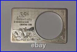 2017 Mexico Libertad 1 Oz Mounted In 2 Oz Fine Silver Bar 35th Anniversary
