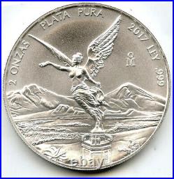 2017 Mexico Libertad 2 oz Onzas 999 Silver Plata Pura Mexican Bullion Coin H529