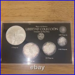 2017-Mo Mexico Silver Libertad 5 Coin Set Onza Collection Toned. 999 Silver