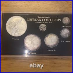 2017-Mo Mexico Silver Libertad 5 Coin Set Onza Collection Toned. 999 Silver