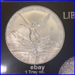2017-Mo Mexico Silver Libertad 5 Coin Set Onza Collection Toned. 999 Silver