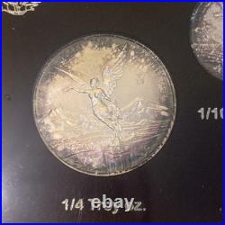 2017-Mo Mexico Silver Libertad 5 Coin Set Onza Collection Toned. 999 Silver