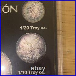 2017-Mo Mexico Silver Libertad 5 Coin Set Onza Collection Toned. 999 Silver