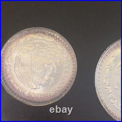 2017-Mo Mexico Silver Libertad 5 Coin Set Onza Collection Toned. 999 Silver