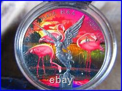 2017? PINK FLAMINGO? Mexico Libertad Colorized and Ruthenium 1oz Silver Coin