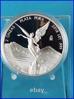 2018 2 oz Mexico Libertad. 999 Silver Proof Coin perfect
