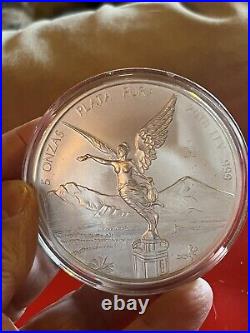 2018 5 Oz Mexico BU. 999 Fine Silver Libertad Mexican Coin In Airtight Capsule