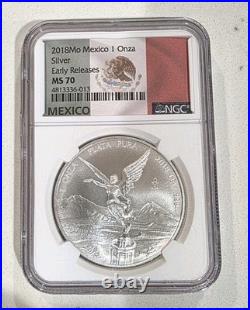 2018 MEXICO LIBERTAD 1 Oz. 999 SILVER NGC MS70 EARLY RELEASES