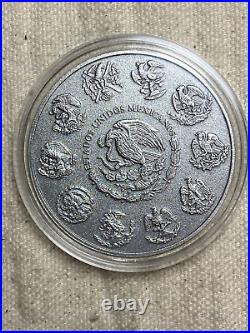 2018-MO Mexico Libertad 1 Onza Antiqued Silver Coin In Capsule GEM