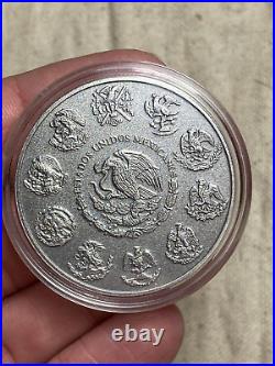 2018-MO Mexico Libertad 1 Onza Antiqued Silver Coin In Capsule GEM