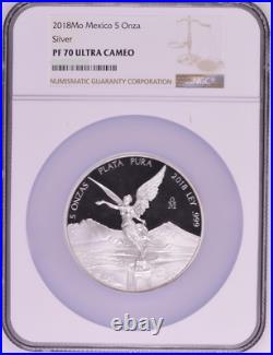 2018 Mexican Libertad 5oz Silver Proof Coin NGC PF 70 UCAM