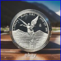 2018 Mexico 2 Onza Libertad Proof 2 oz. 999 Silver Coin 5000 Minted