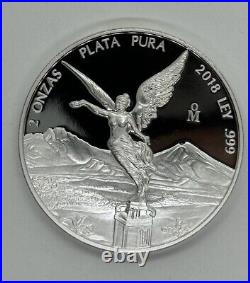 2018 Mexico 2 Onza Libertad Proof 2 oz. 999 Silver Coin 5000 Minted