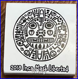 2018 Mexico Libertad 1 oz Silver Coin Inca Mask, Colorized, Gilded #2