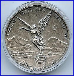 2018 Mexico Libertad Antique 2 oz Silver Coin Moneda Plata Pura Onza JM282