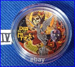 2018 Mexico Libertad Day of the Dead Colorized Crystal Skulls Full Set 6pc total