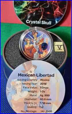 2018 Mexico Libertad Day of the Dead Colorized Crystal Skulls Full Set 6pc total