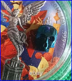 2018 Mexico Libertad el Dia de los Muertos Colorized Art Coin Crystal Skull #5