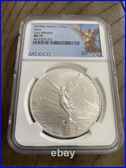 2018-Mo Mexico 1 Onza Plata Pura Libertad. 999 Silver 1oz Coin NGC MS 70 1 Ounce