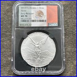 2018 Mo Mexico Libertad NGC MS70 Early Releases Black Core Holder Silver Onza Oz