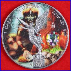 2019 Mexican Libertad Day of the Dead Crystal Skull Colorized 1oz Silver Coin