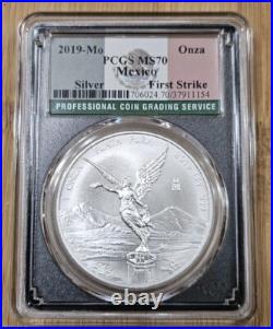 2019 Mexico 1 oz Silver Libertad PCGS MS70 -First Strike- Black Core Flag Label