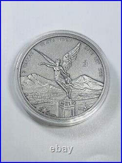 2019 Mexico 2 oz. 999 Silver Libertad Antiqued Finish In Capsule 1000 Mintage