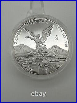 2019 Mexico 2 oz. Silver Proof Libertad Coin in original capsule