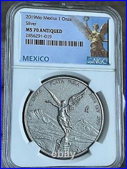 2019 Mexico Libertad Antiqued 1 oz Silver Coin NGC MS70