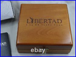 2019 Mexico Silver Libertad 1 Kilo. 999 Fine Reverse Proof Wooden Dispay Box COA