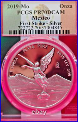 2019 Mo Mexico Libertad 1 Onza Silver First Strike PCGS PR70DCAM Mexico Flag 2019 Mo Mexico Libertad 1 Onza Silver First Strike PCGS PR70DCAM Mexico Flag