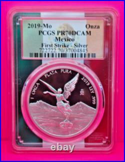 2019 Mo Mexico Libertad 1 Onza Silver First Strike PCGS PR70DCAM Mexico Flag 2019 Mo Mexico Libertad 1 Onza Silver First Strike PCGS PR70DCAM Mexico Flag