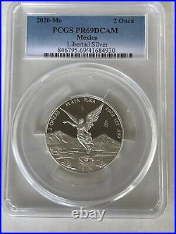 2020 2 oz Mexican Proof Silver Libertad Coin PCGS PF69