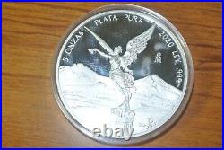 2020- 5oz. 999 Fine Silver Libertad-Mexico Plata Pura Silver Bullion Coin PROOF