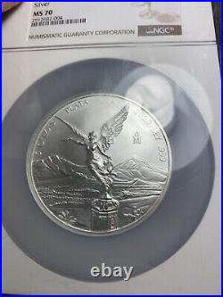 2020 MEXICAN LIBERTAD NGC MS70 5 Oz Silver BU Coin Spot Free Low Mintage