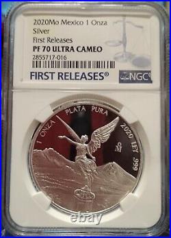 2020 Mexican Libertad 1oz. 999 Silver NGC Graded First Releases PF70 Ultra Cameo