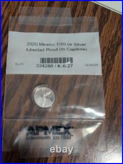 2020 Mexico 1/20oz Silver Libertad Proof (In Capsule). Unopened