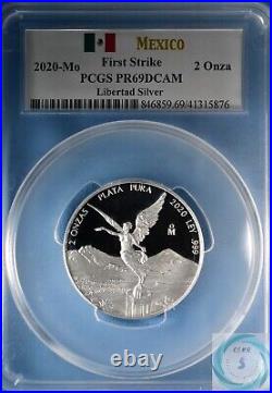 2020 Mexico 2oz Silver Libertad PCGS PR69 DCAM First Strike Coin