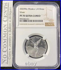 2020 Mexico Libertad 1/4 oz Silver Coin NGC PF 70 UCAM Only 2,700 Minted