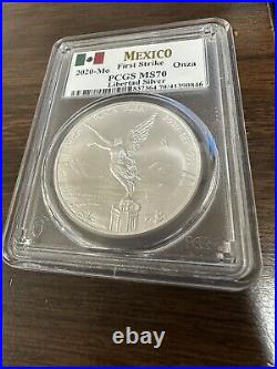 2020-Mexico Onza Silver Libertad. 999 Silver 1oz Coin PCGS MS70 First Strike
