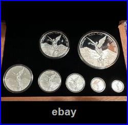 2020 Mo Mexico Silver Proof 7 Coin Libertad Set. 999 Fine 5 oz to 1/20 oz No COA