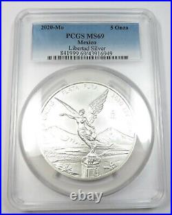 2020-Mo PCGS MS69 5 oz Silver Libertad Cinco Onza Mexico Coin #32835P