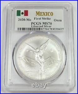 2020 Mo PCGS MS70 MEXICO 1 oz Silver Libertad Onza #50608A