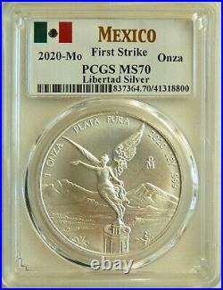 2020 Mo Silver Libertad 1 Oz. 999 PCGS MS70 Mint of Mexico First Strike