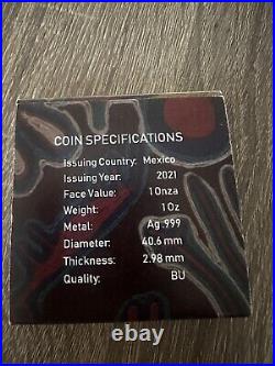 2021 1 Oz 999 Fine Silver Mexico Libertad HUICHOL ART 1 Onza Coin Mexican Silver