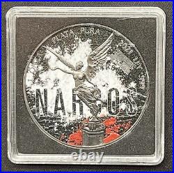 2021 1oz Mexico Libertad Narcos Sangre y Yayo Edition. 999 Silver Coin 073/250